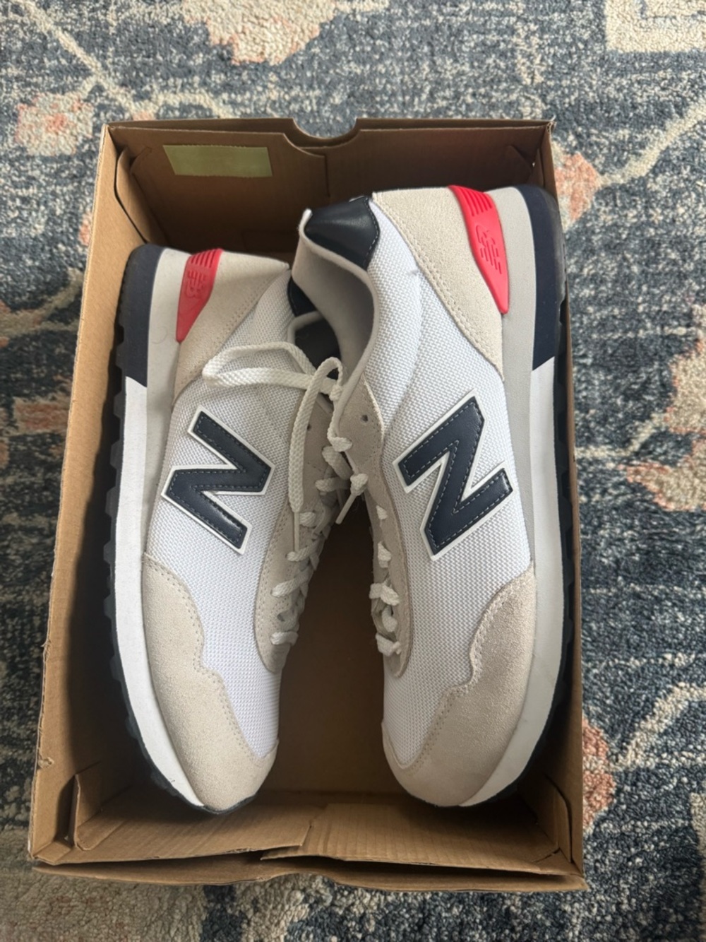 New Balance Men’s White, Navy & Red Lifestyle Sneakers
